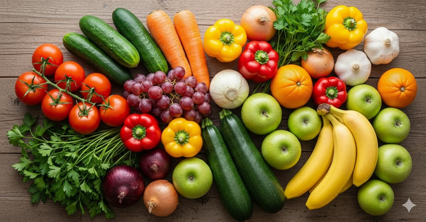 Fresh vegetables and produce